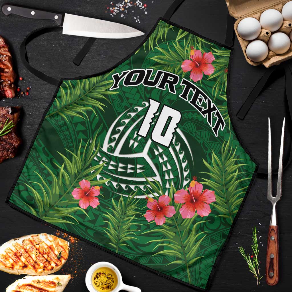 Custom Hawaii Volleyball Apron Kakau Abstract and Tropical Plants Green Color LT03 Green - Polynesian Pride