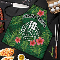 Custom Hawaii Volleyball Apron Kakau Abstract and Tropical Plants Green Color LT03 Green - Polynesian Pride
