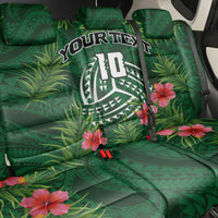 Custom Hawaii Volleyball Back Car Seat Cover Kakau Abstract and Tropical Plants Green Color LT03 - Polynesian Pride