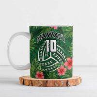 Custom Hawaii Volleyball Ceramic Mug Kakau Abstract and Tropical Plants Green Color LT03 Green - Polynesian Pride