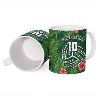 Custom Hawaii Volleyball Ceramic Mug Kakau Abstract and Tropical Plants Green Color LT03 - Polynesian Pride