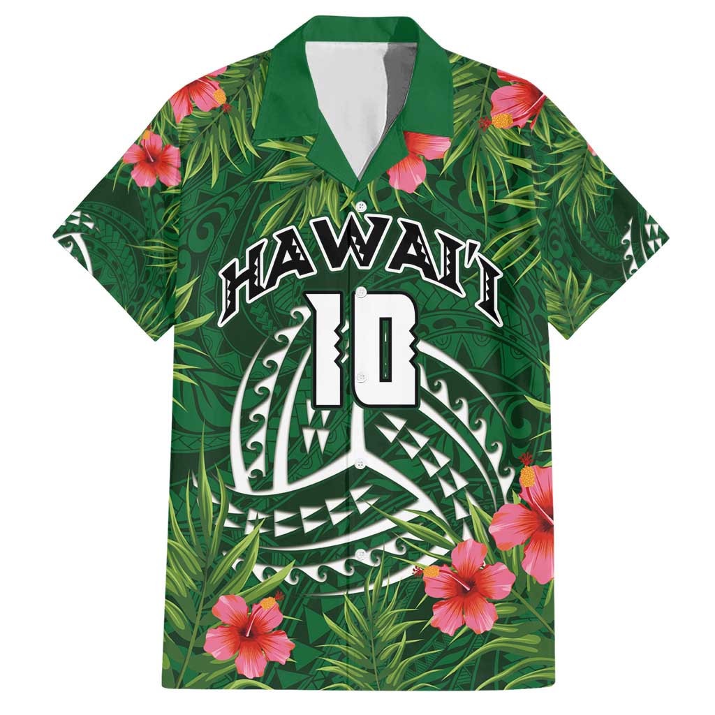 Custom Hawaii Volleyball Hawaiian Shirt Kakau Abstract and Tropical Plants Green Color LT03 Green - Polynesian Pride