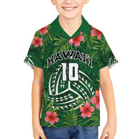 Custom Hawaii Volleyball Kid Hawaiian Shirt Kakau Abstract and Tropical Plants Green Color LT03 Kid Green - Polynesian Pride