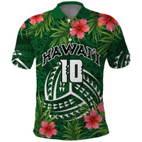 Custom Hawaii Volleyball Polo Shirt Kakau Abstract and Tropical Plants Green Color LT03 Green - Polynesian Pride