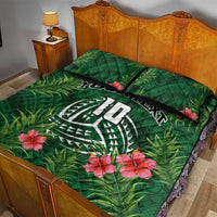 Custom Hawaii Volleyball Quilt Bed Set Kakau Abstract and Tropical Plants Green Color LT03 - Polynesian Pride