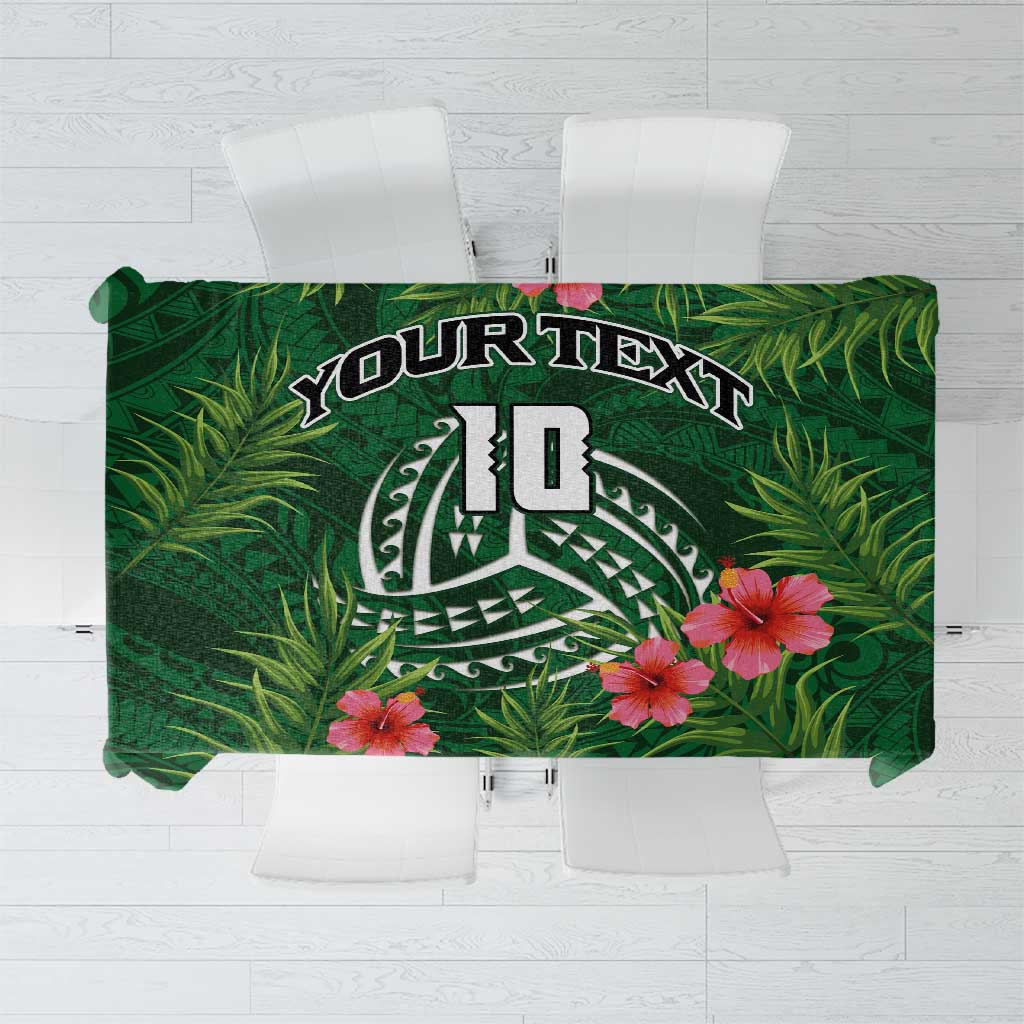 Custom Hawaii Volleyball Tablecloth Kakau Abstract and Tropical Plants Green Color LT03 Green - Polynesian Pride