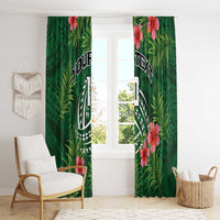 Custom Hawaii Volleyball Window Curtain Kakau Abstract and Tropical Plants Green Color LT03 - Polynesian Pride