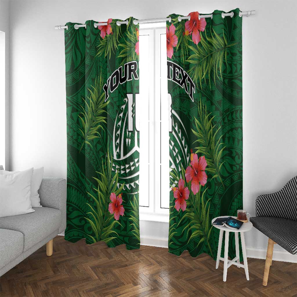 Custom Hawaii Volleyball Window Curtain Kakau Abstract and Tropical Plants Green Color LT03 With Grommets Green - Polynesian Pride