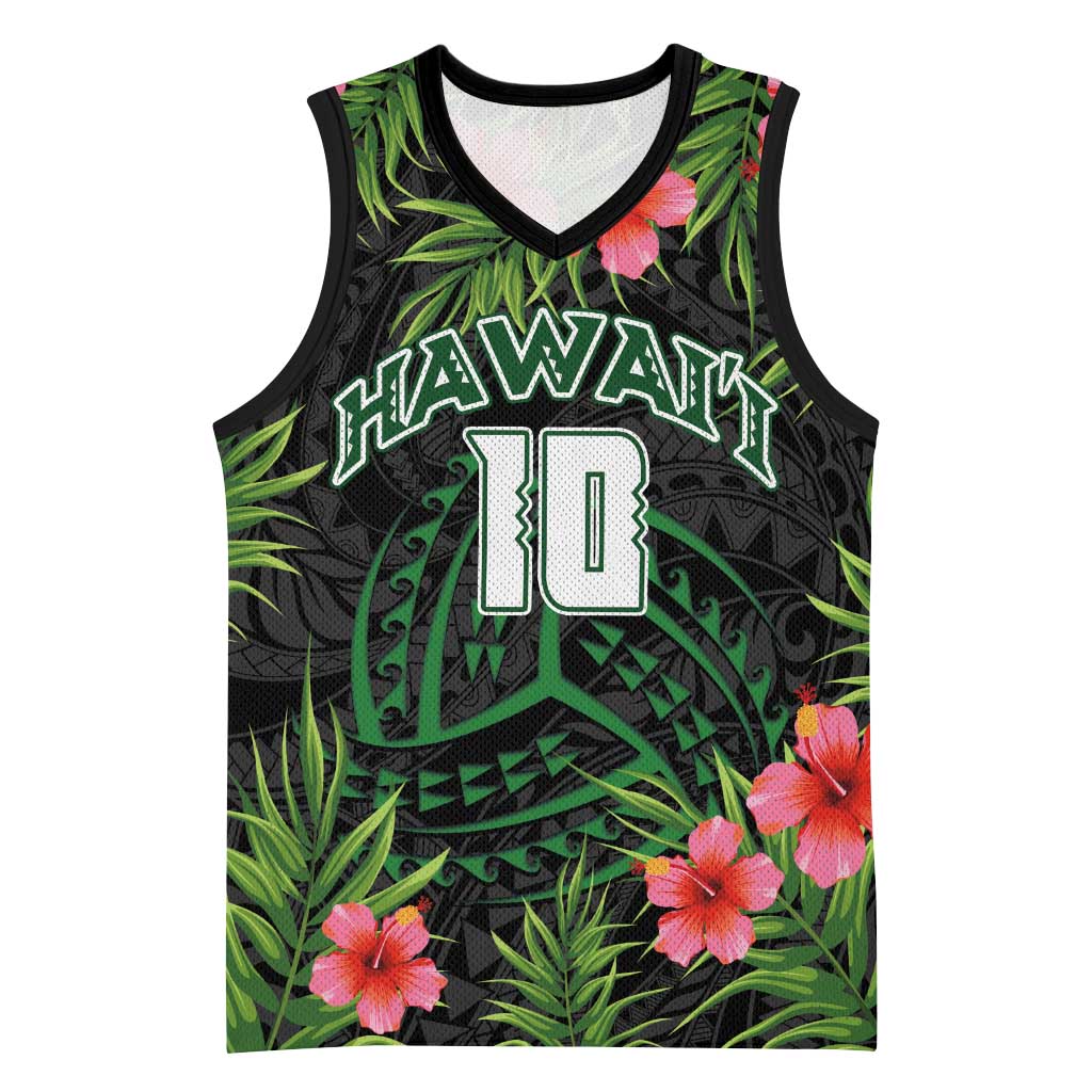 Custom Hawaii Volleyball Basketball Jersey Kakau Abstract and Tropical Plants Black Color LT03 Unisex Black - Polynesian Pride