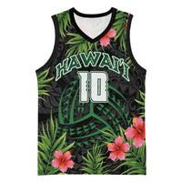 Custom Hawaii Volleyball Basketball Jersey Kakau Abstract and Tropical Plants Black Color LT03 Unisex Black - Polynesian Pride