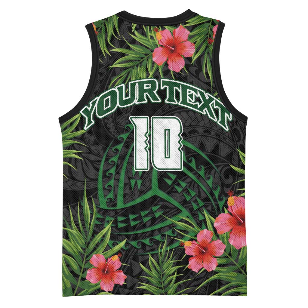Custom Hawaii Volleyball Basketball Jersey Kakau Abstract and Tropical Plants Black Color LT03 - Polynesian Pride