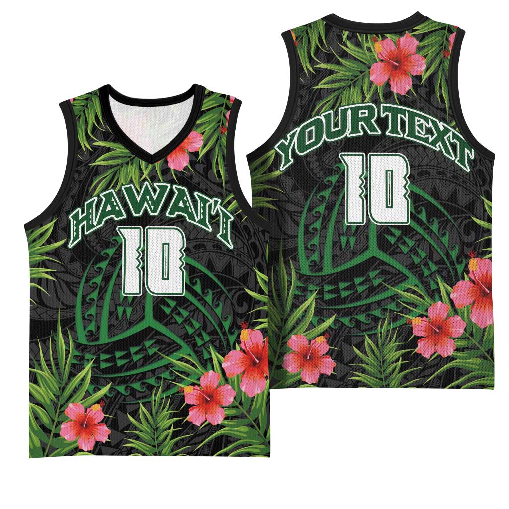 Custom Hawaii Volleyball Basketball Jersey Kakau Abstract and Tropical Plants Black Color LT03 - Polynesian Pride