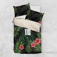Custom Hawaii Volleyball Bedding Set Kakau Abstract and Tropical Plants Black Color LT03 US Twin 172cm x 218cm Black - Polynesian Pride