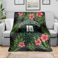 Custom Hawaii Volleyball Blanket Kakau Abstract and Tropical Plants Black Color LT03 - Polynesian Pride