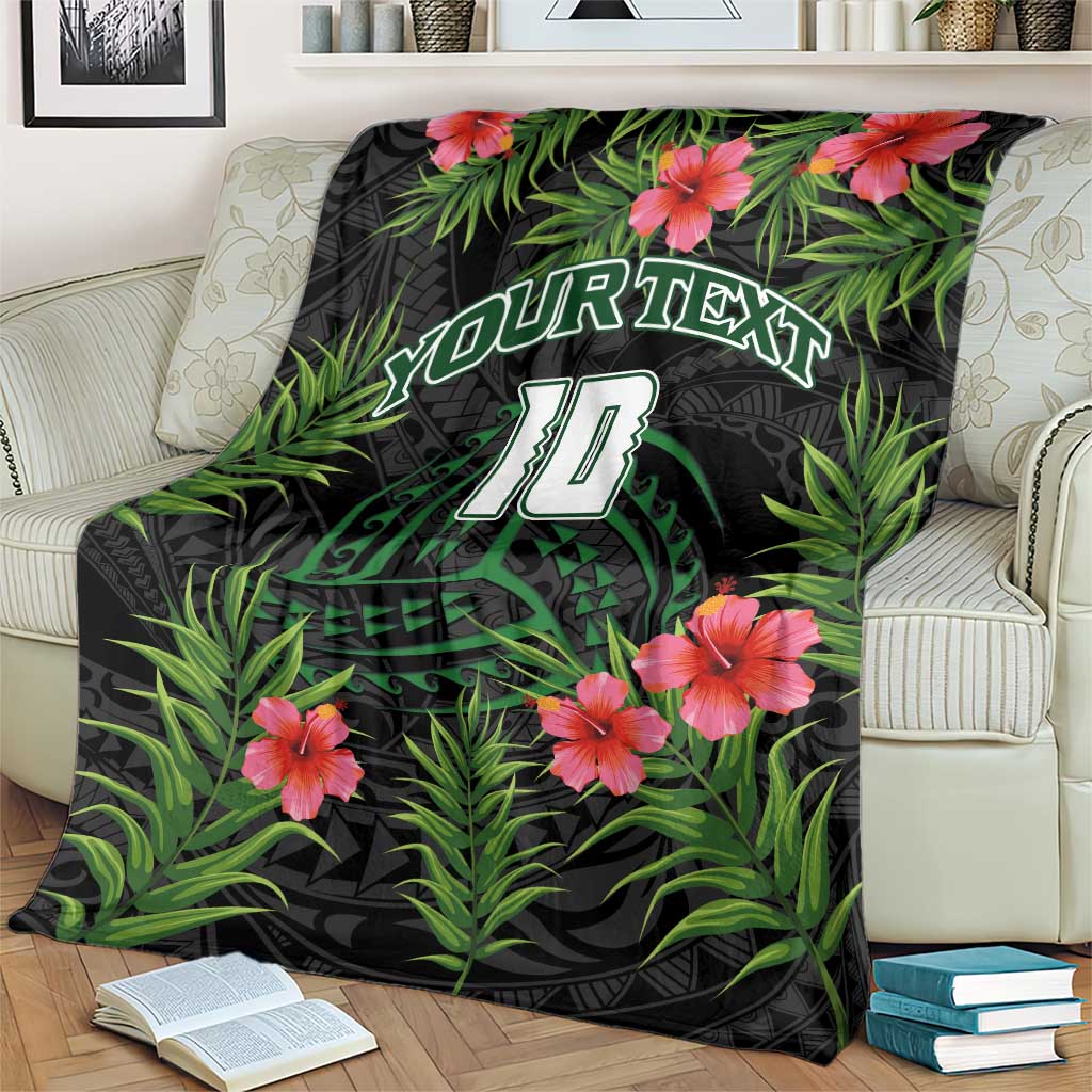 Custom Hawaii Volleyball Blanket Kakau Abstract and Tropical Plants Black Color LT03 - Polynesian Pride
