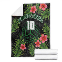 Custom Hawaii Volleyball Blanket Kakau Abstract and Tropical Plants Black Color LT03 - Polynesian Pride
