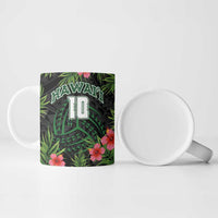 Custom Hawaii Volleyball Ceramic Mug Kakau Abstract and Tropical Plants Black Color LT03 - Polynesian Pride