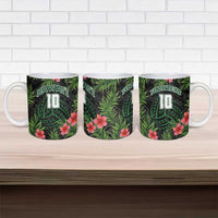 Custom Hawaii Volleyball Ceramic Mug Kakau Abstract and Tropical Plants Black Color LT03 - Polynesian Pride