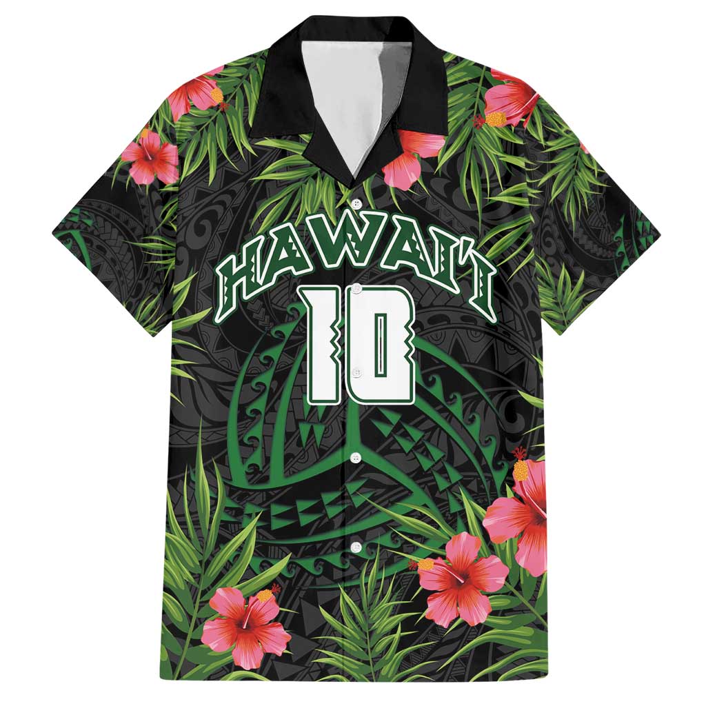 Custom Hawaii Volleyball Hawaiian Shirt Kakau Abstract and Tropical Plants Black Color LT03 Black - Polynesian Pride