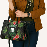 Custom Hawaii Volleyball Leather Bag Kakau Abstract and Tropical Plants Black Color LT03 - Polynesian Pride