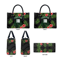 Custom Hawaii Volleyball Leather Bag Kakau Abstract and Tropical Plants Black Color LT03 - Polynesian Pride