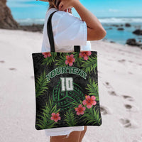 Custom Hawaii Volleyball Tote Bag Kakau Abstract and Tropical Plants Black Color LT03 - Polynesian Pride