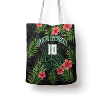 Custom Hawaii Volleyball Tote Bag Kakau Abstract and Tropical Plants Black Color LT03 - Polynesian Pride