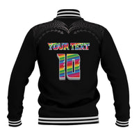 Custom Hawaii Rainbow Warriors Baseball Jacket Kakau Shark Tooth and Polynesian Art Tattoo LT03 - Polynesian Pride