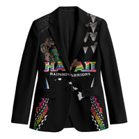 Custom Hawaii Rainbow Warriors Blazer Kakau Shark Tooth and Polynesian Art Tattoo LT03 Unisex Black - Polynesian Pride