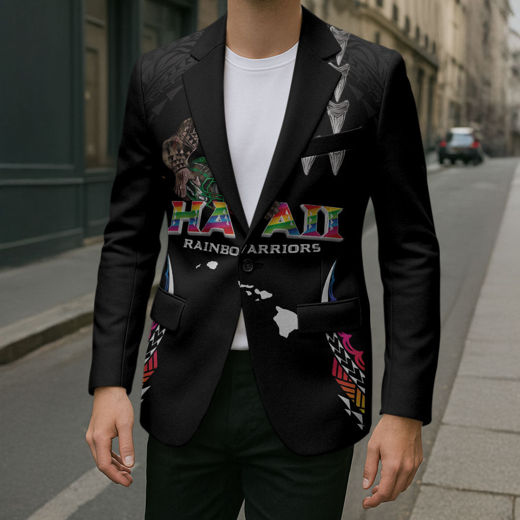 Custom Hawaii Rainbow Warriors Blazer Kakau Shark Tooth and Polynesian Art Tattoo LT03 - Polynesian Pride