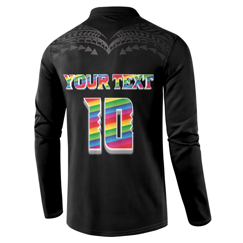 Custom Hawaii Rainbow Warriors Button Sweatshirt Kakau Shark Tooth and Polynesian Art Tattoo LT03 - Polynesian Pride