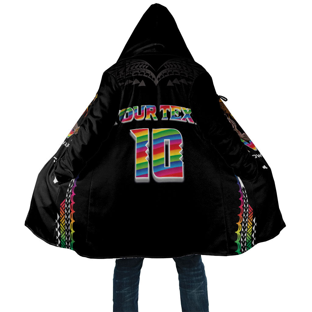 Custom Hawaii Rainbow Warriors Cloak Kakau Shark Tooth and Polynesian Art Tattoo LT03 Unisex Black - Polynesian Pride