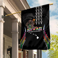 Hawaii Rainbow Warriors Garden Flag Kakau Shark Tooth and Polynesian Art Tattoo LT03 House Flag Black - Polynesian Pride