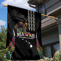 Hawaii Rainbow Warriors Garden Flag Kakau Shark Tooth and Polynesian Art Tattoo LT03 - Polynesian Pride