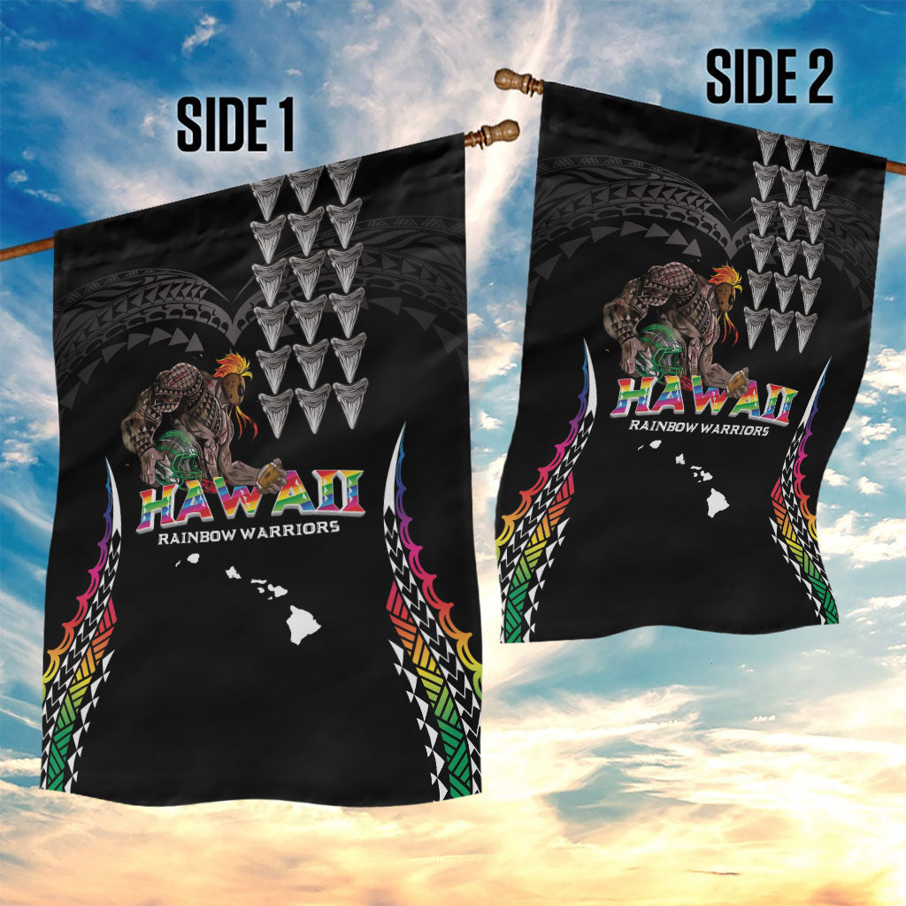 Hawaii Rainbow Warriors Garden Flag Kakau Shark Tooth and Polynesian Art Tattoo LT03 - Polynesian Pride