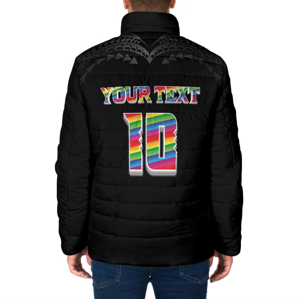 Custom Hawaii Rainbow Warriors Padded Jacket Kakau Shark Tooth and Polynesian Art Tattoo LT03 - Polynesian Pride