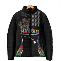 Custom Hawaii Rainbow Warriors Padded Jacket Kakau Shark Tooth and Polynesian Art Tattoo LT03 - Polynesian Pride