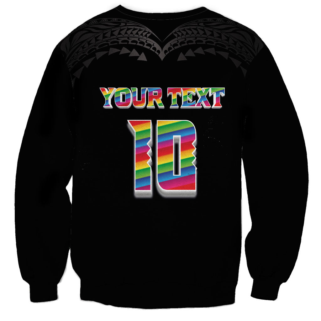 Custom Hawaii Rainbow Warriors Sweatshirt Kakau Shark Tooth and Polynesian Art Tattoo LT03 - Polynesian Pride