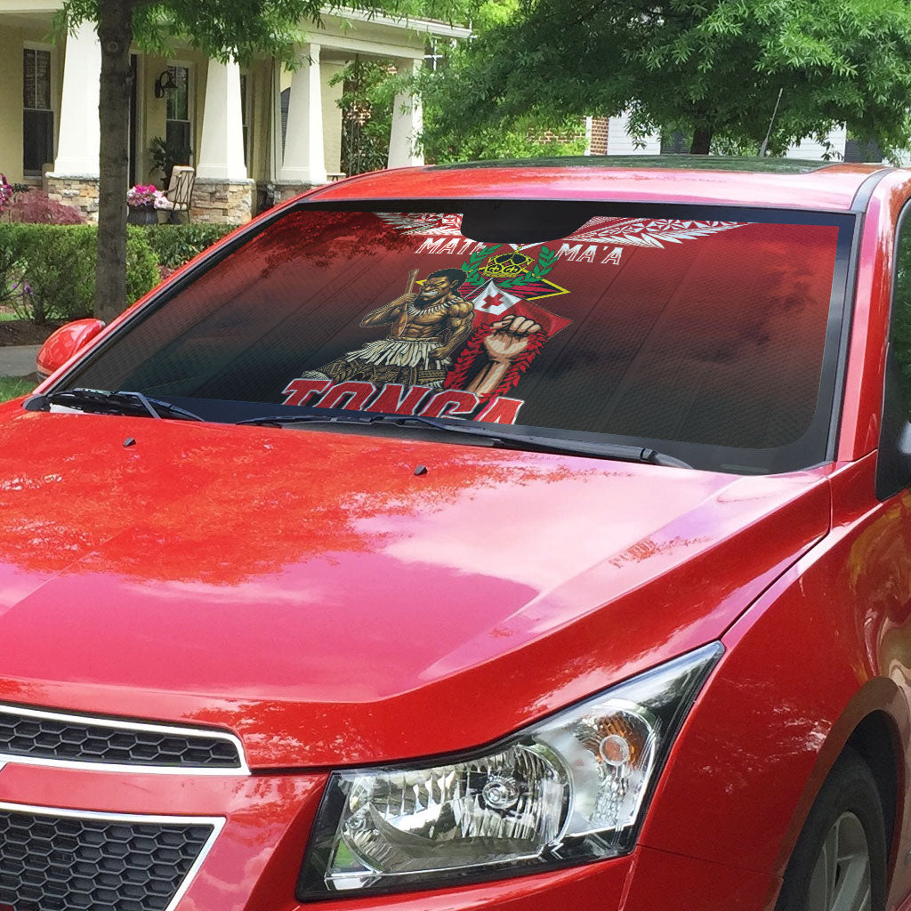 Mate Ma'a Tonga Auto Sun Shade Traditional Warrior and Ngatu Art Pattern