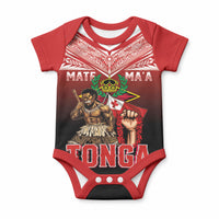 Mate Ma'a Tonga Baby Onesie Traditional Warrior and Ngatu Art Pattern LT03 Red - Polynesian Pride