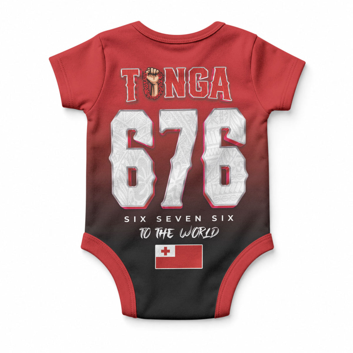 Mate Ma'a Tonga Baby Onesie Traditional Warrior and Ngatu Art Pattern LT03 - Polynesian Pride