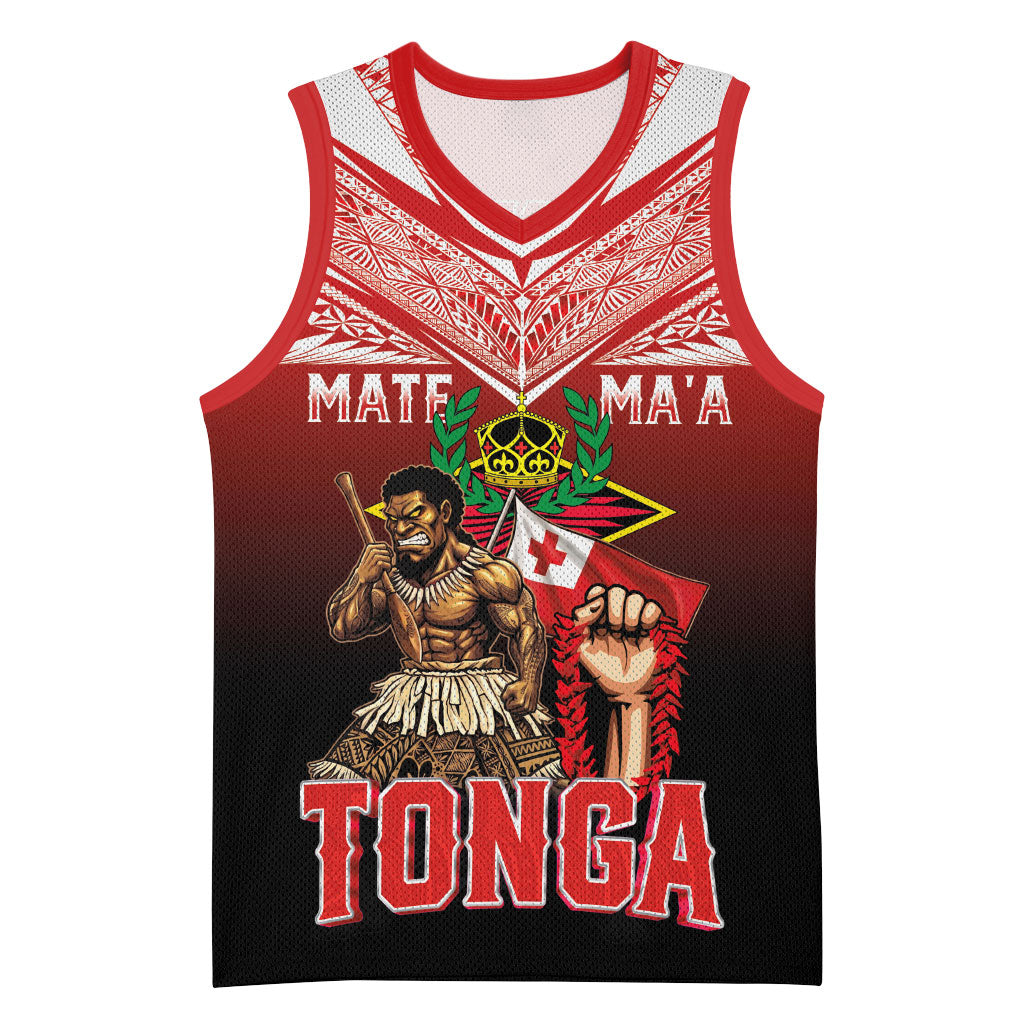 Mate Ma'a Tonga Basketball Jersey Traditional Warrior and Ngatu Art Pattern LT03 Unisex Red - Polynesian Pride