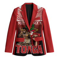 Mate Ma'a Tonga Blazer Traditional Warrior and Ngatu Art Pattern LT03 Unisex Red - Polynesian Pride