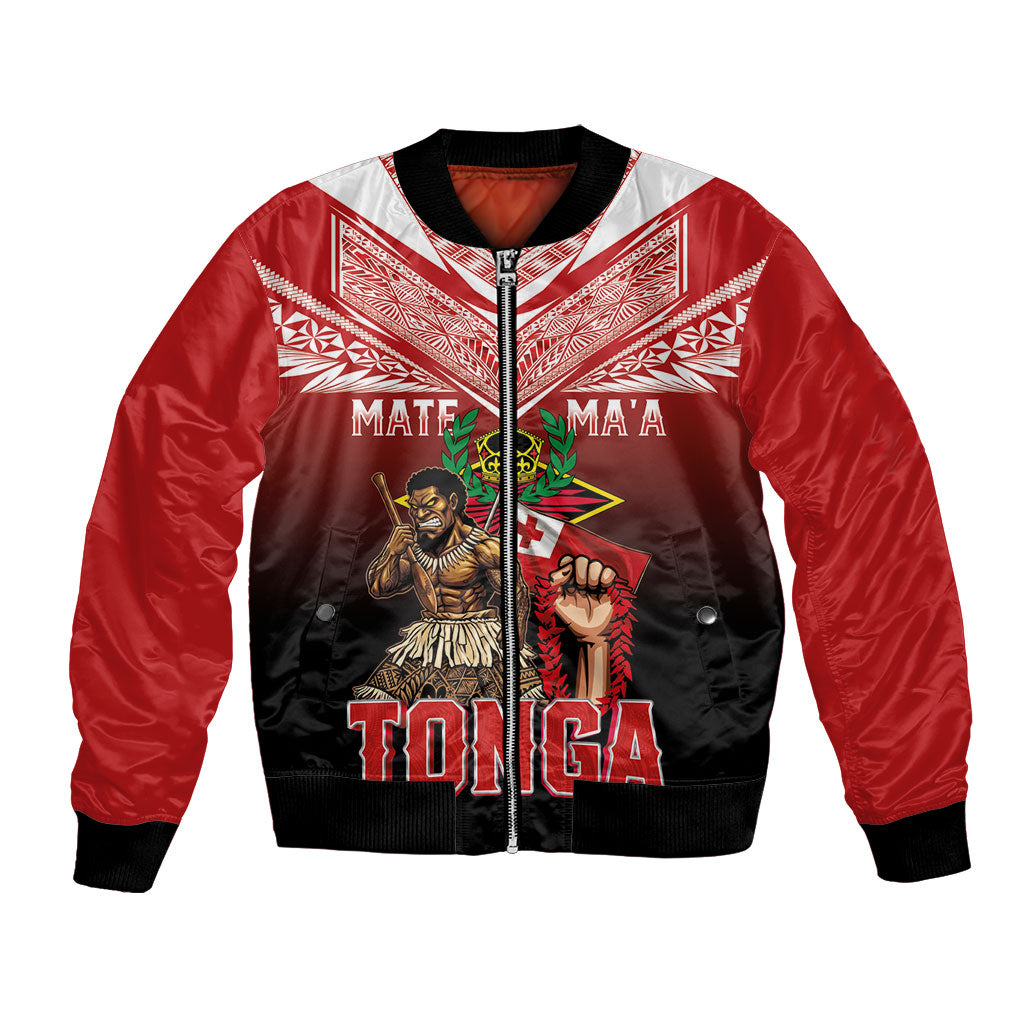 Mate Ma'a Tonga Bomber Jacket Traditional Warrior and Ngatu Art Pattern LT03 Unisex Red - Polynesian Pride