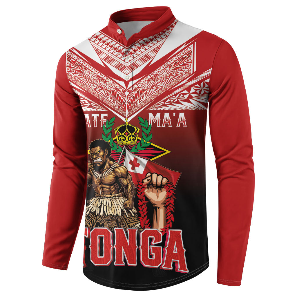 Mate Ma'a Tonga Button Sweatshirt Traditional Warrior and Ngatu Art Pattern LT03 - Polynesian Pride