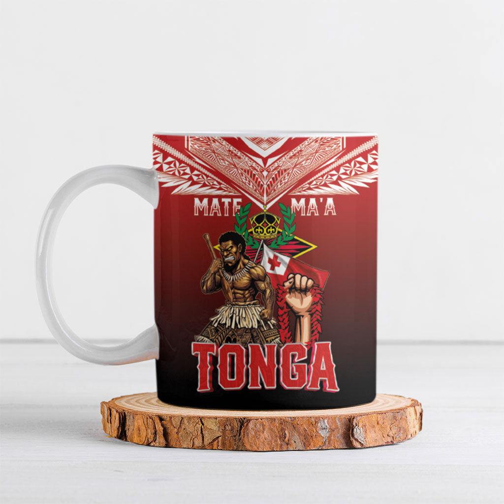 Mate Ma'a Tonga Ceramic Mug Traditional Warrior and Ngatu Art Pattern