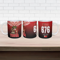 Mate Ma'a Tonga Ceramic Mug Traditional Warrior and Ngatu Art Pattern