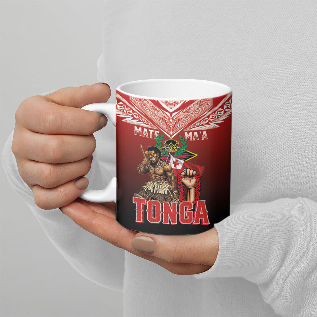 Mate Ma'a Tonga Ceramic Mug Traditional Warrior and Ngatu Art Pattern