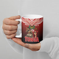 Mate Ma'a Tonga Ceramic Mug Traditional Warrior and Ngatu Art Pattern