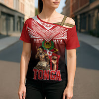 Mate Ma'a Tonga Cross Shoulder Shirt Traditional Warrior and Ngatu Art Pattern LT03 - Polynesian Pride
